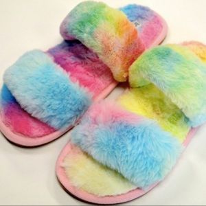 Fuzzy Cozy Tie Dye Slippers